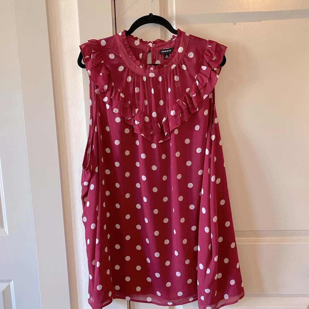 Ruffled polka dot blouse - 5x torrid